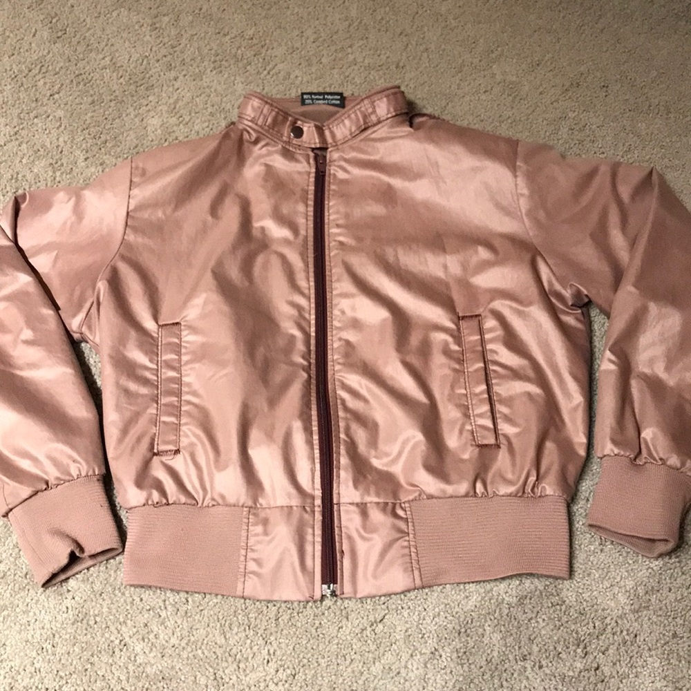 3/$30 Pink Satin Bomber Jacket